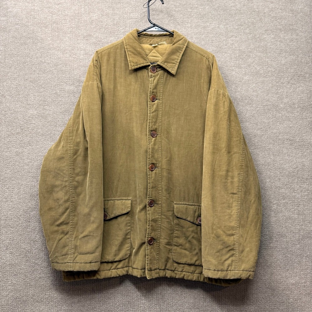 Vintage Tan Corduroy Chore Coat XL Quilted Workwear Jacket Made in Hong Kong